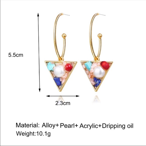 Geometric Gold Drop Earring - Picture 3 of 6